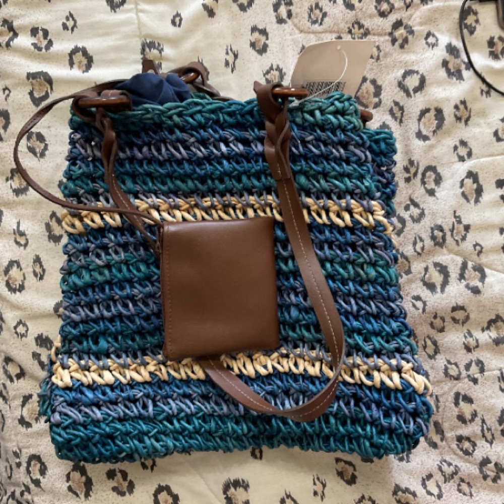 Adorable Woven Hobo Style Bags in Blue AND Brown NWT!